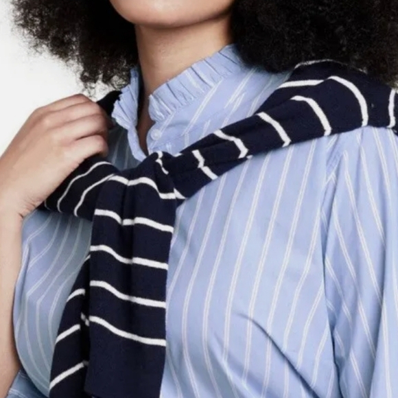 Nili Lotan Target Women's  Ruffle Collar Striped  Button Down Shirt NWT Size XXS - Picture 5 of 10